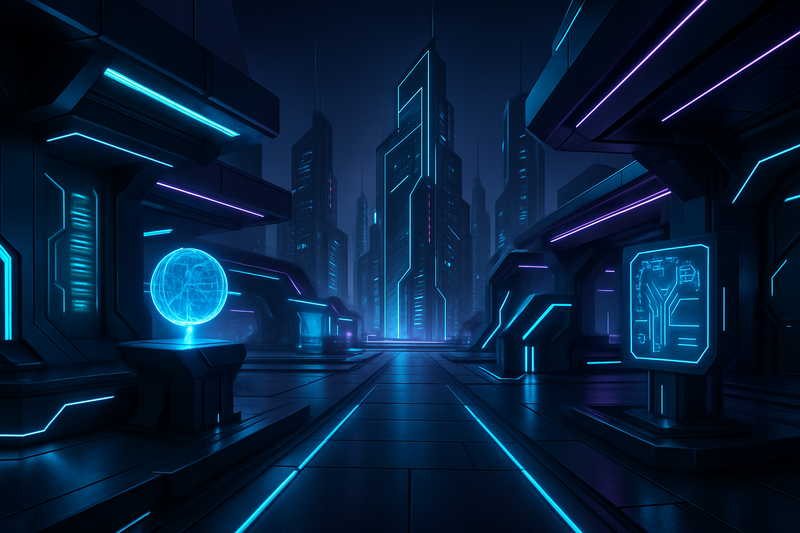 a futuristic, 3d environment