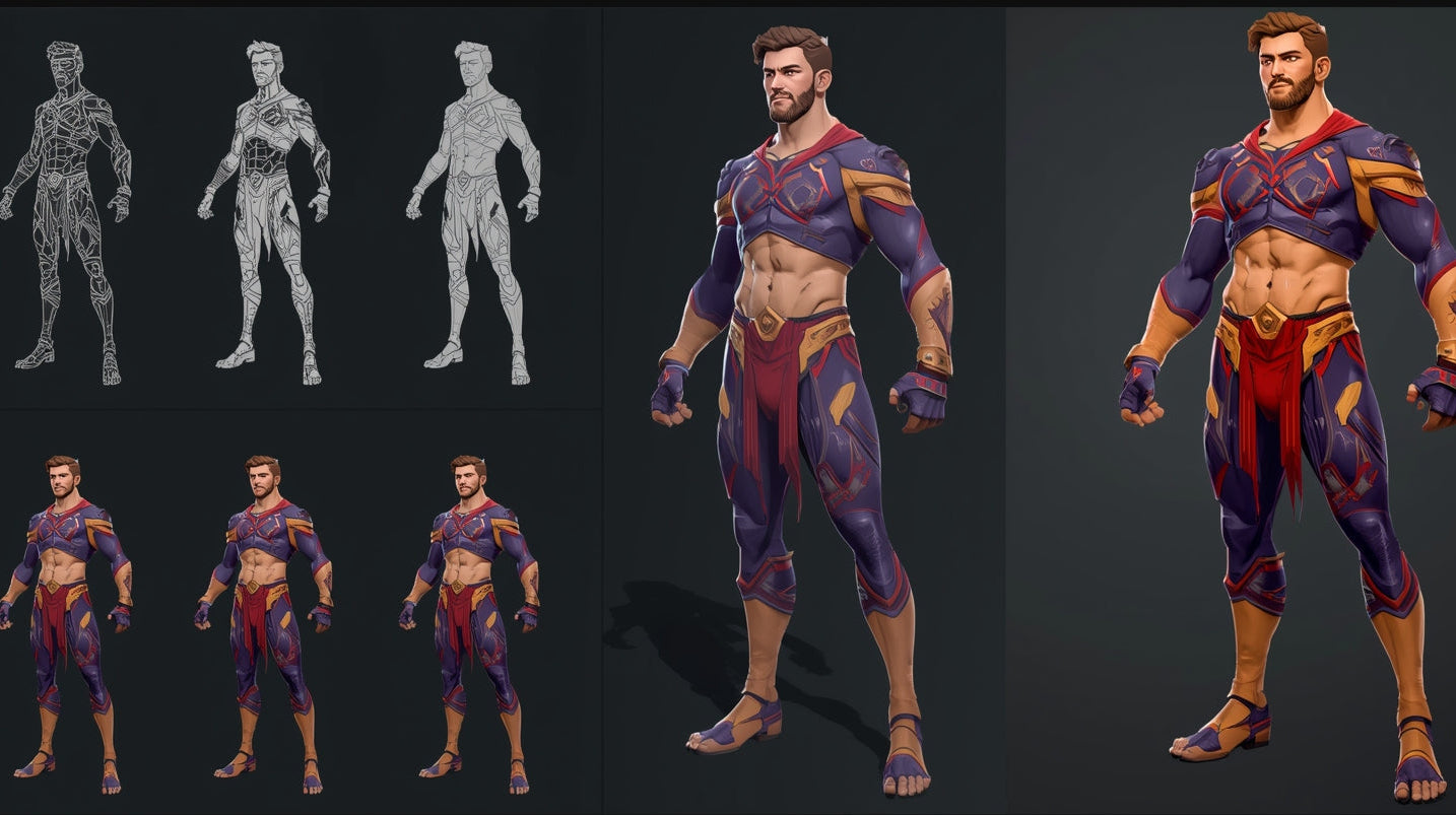 Lucid_Origin_Hero_banner_image_depicting_the_stages_of_charact_2