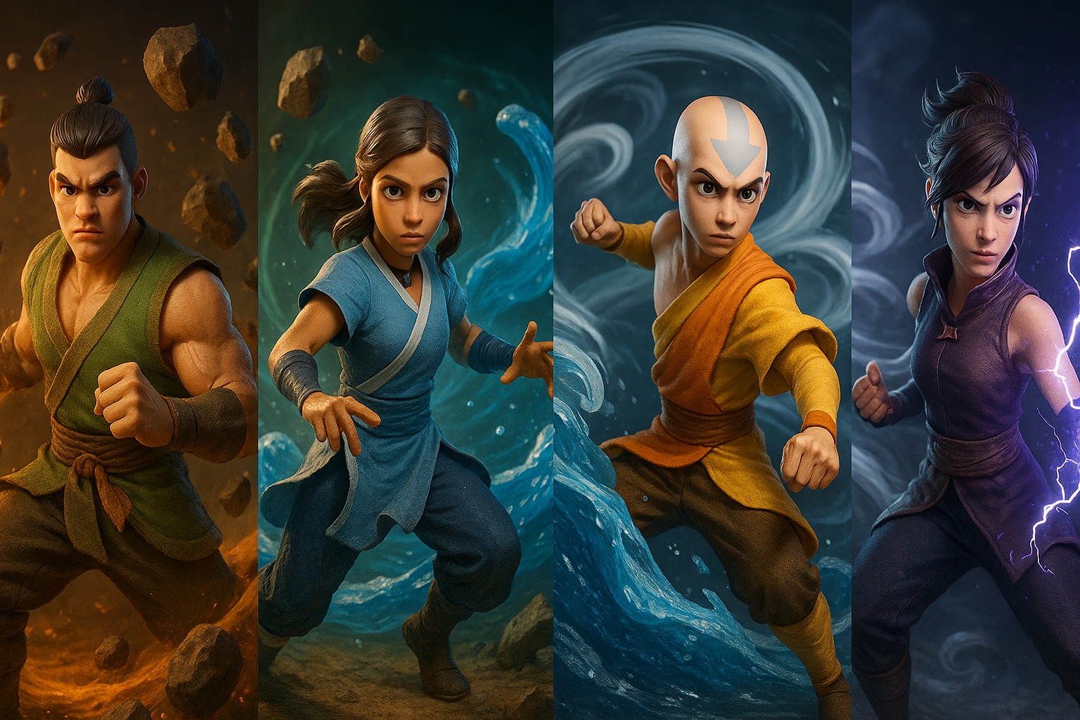 air-water-earth-and-fire-benders-heroes